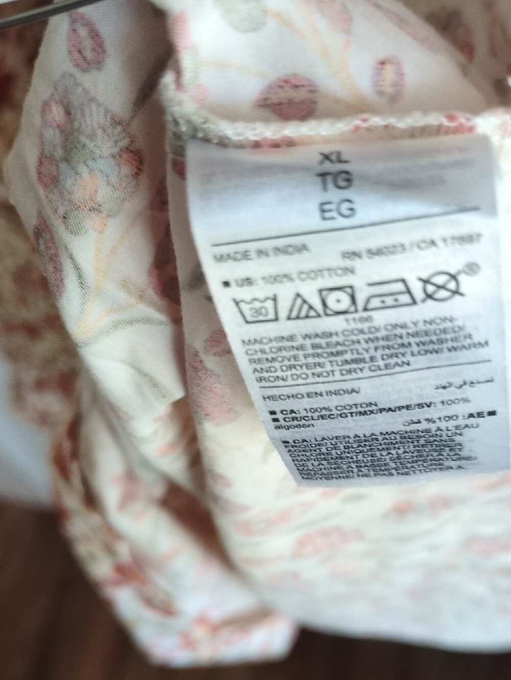 Boho Midi Sundress with Red Floral Indian Print XL - Picture 7 of 10
